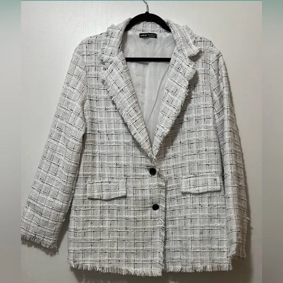 White tweed blazer. L - Picture 4 of 5
